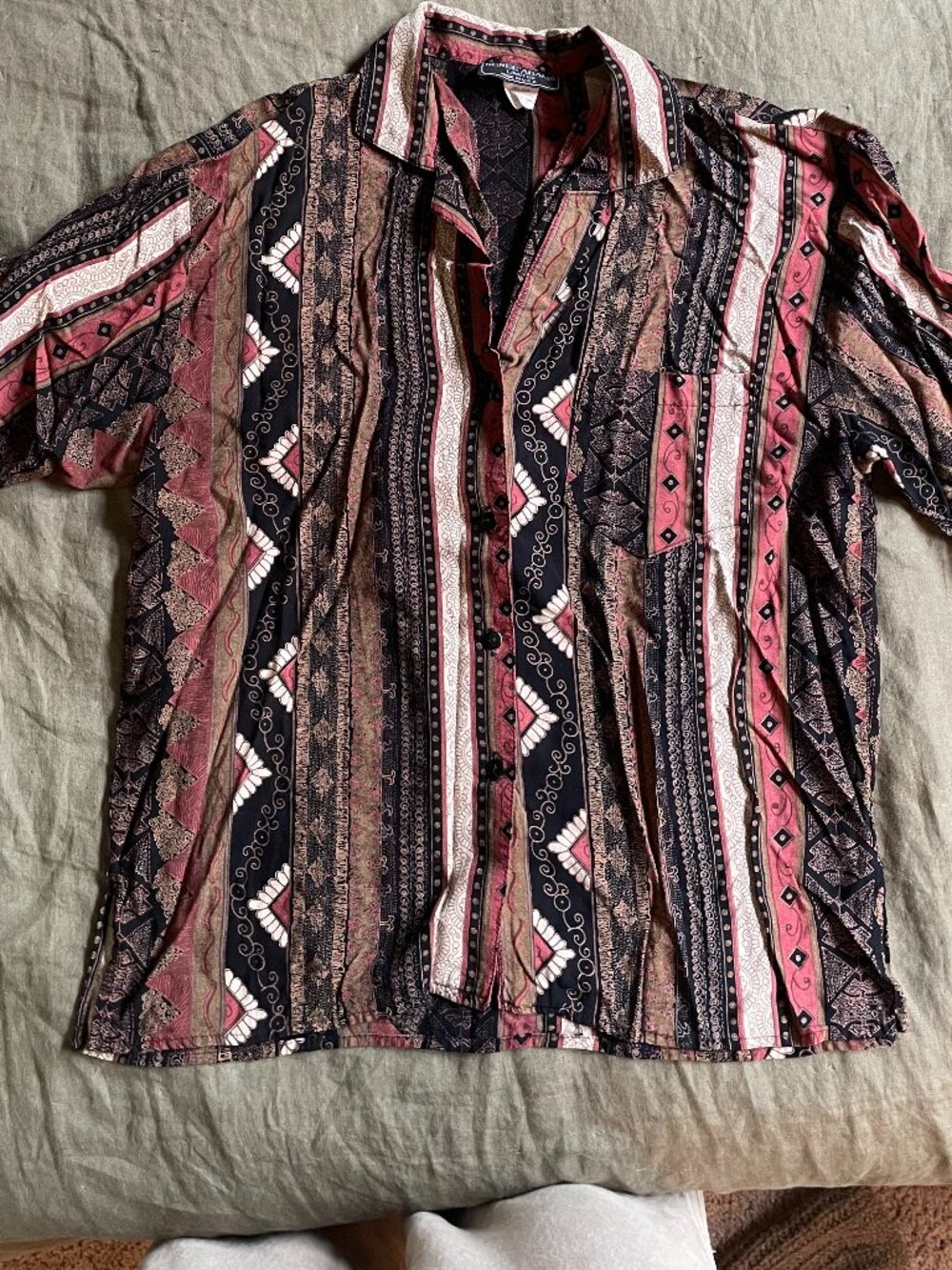 Vintage Short-Sleeve Aztec Button-Up